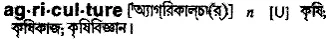 agriculture Meaning in Bangla Academy Dictionary