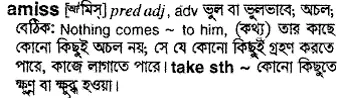 amiss Meaning in Bangla Academy Dictionary