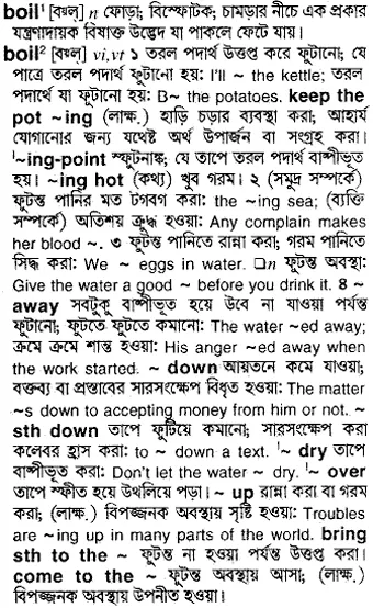 boil Meaning in Bangla Academy Dictionary