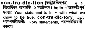 contradiction Meaning in Bangla Academy Dictionary