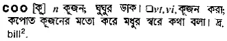 coo Meaning in Bangla Academy Dictionary