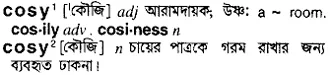 cosy Meaning in Bangla Academy Dictionary