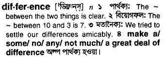 difference Meaning in Bangla Academy Dictionary