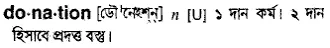 donation Meaning in Bangla Academy Dictionary