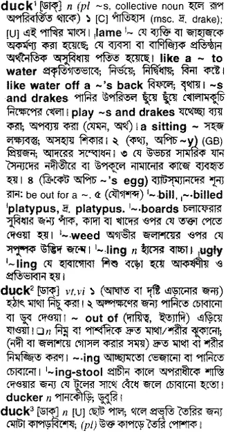 duck Meaning in Bangla Academy Dictionary