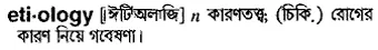 etiology Meaning in Bangla Academy Dictionary