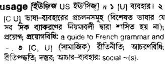 usage Meaning in Bangla Academy Dictionary