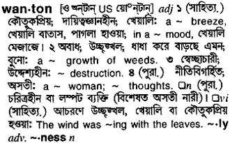 wanton Meaning in Bangla Academy Dictionary