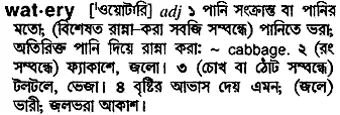 watery Meaning in Bangla Academy Dictionary